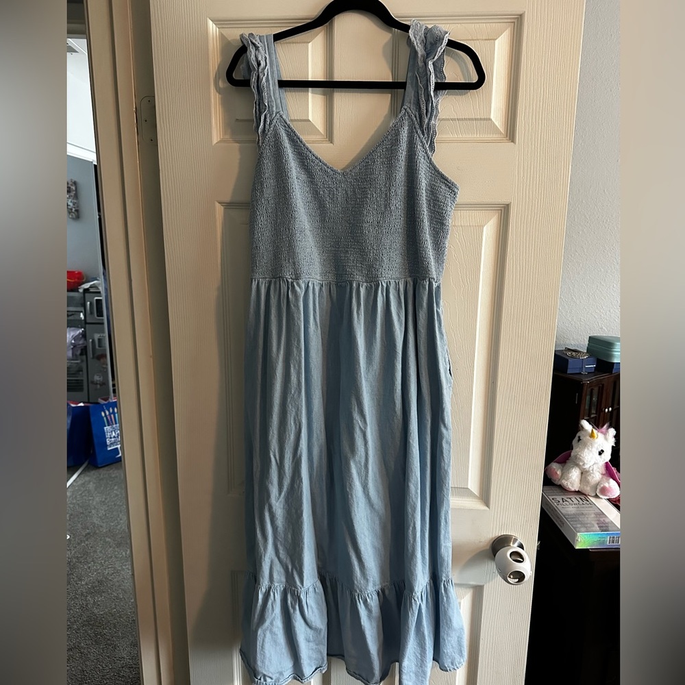 Jean smocked midi dress